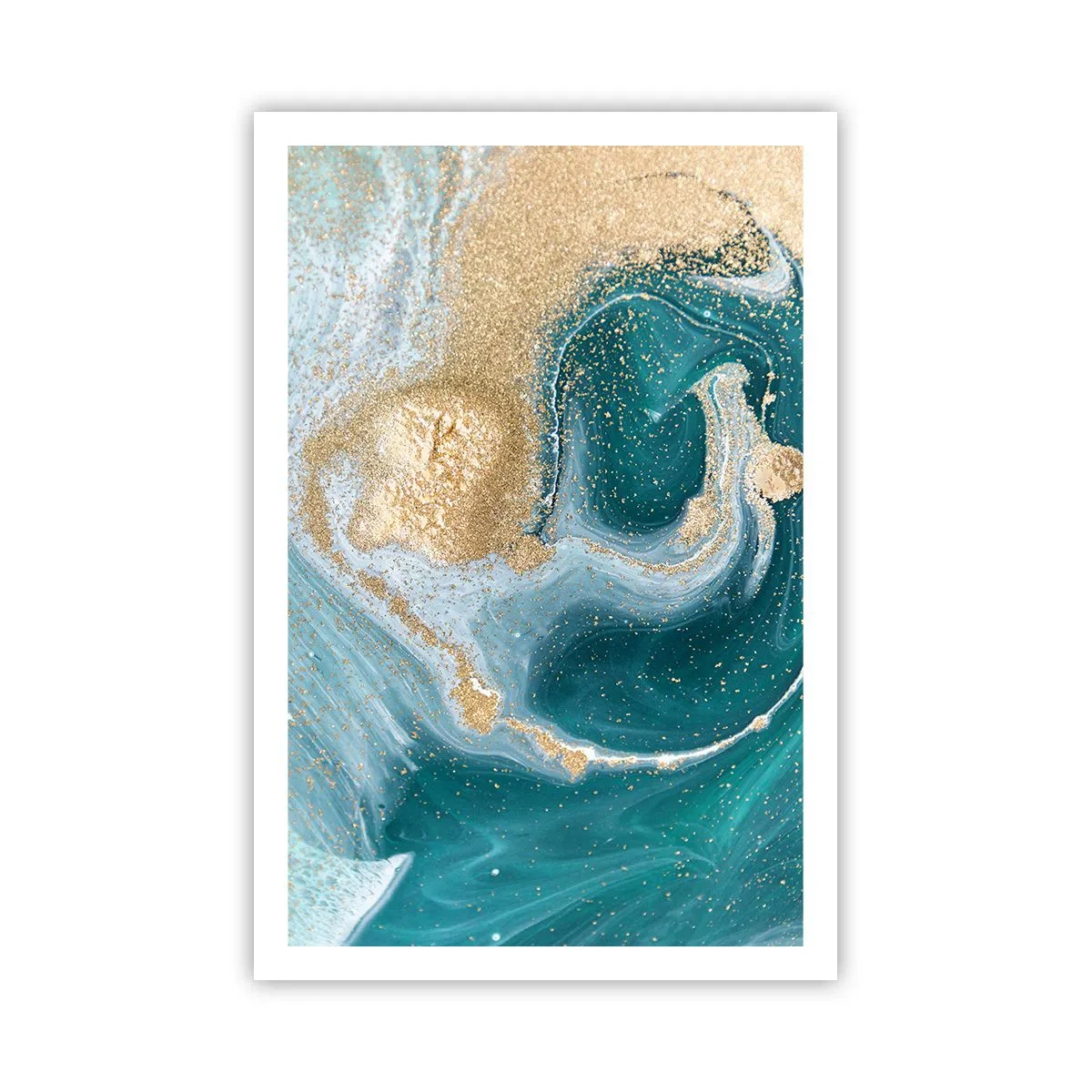 Poster - Een werveling van goud en turkoois - 61x91 cm