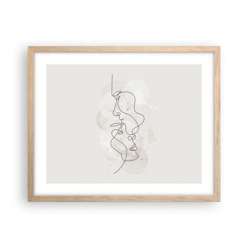 Een poster in een licht eiken lijst - Verstrikt in een omhelzing - 50x40 cm