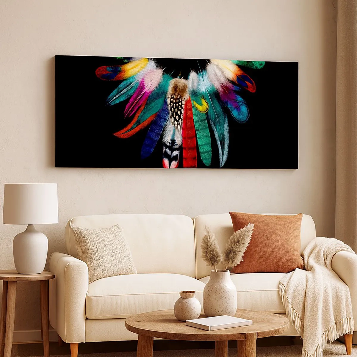 Schilderen op canvas - Indiase ketting - 100x40 cm