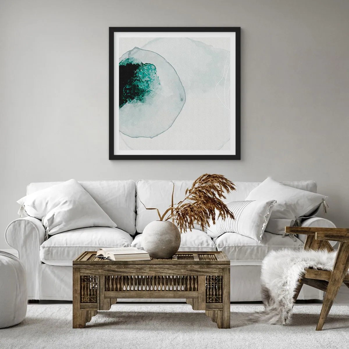 Poster in een zwarte lijst - In een druppel water - 30x30 cm