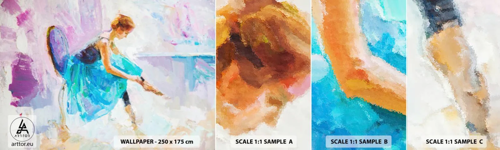 Fotobehang Monster Zelfklevend Deluxe Sticker - Onuitsprekelijke gratie, subtiele charme - Ballerina, Dans, Ballet - 100x30 cm