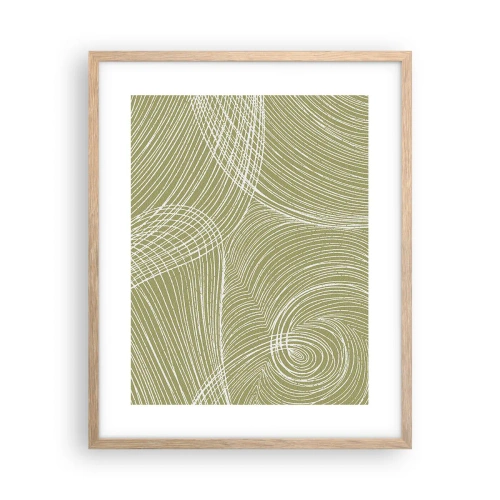 Een poster in een licht eiken lijst - Ingewikkelde abstractie in wit - 40x50 cm