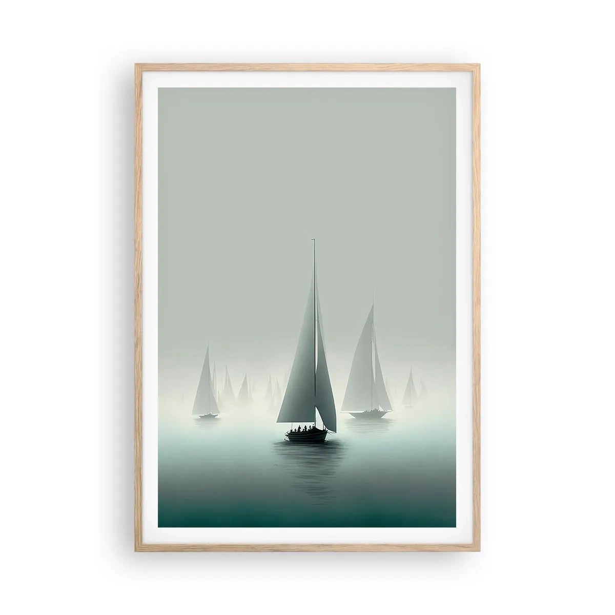 Een poster in een licht eiken lijst - Van mist gebouwd - 70x100 cm