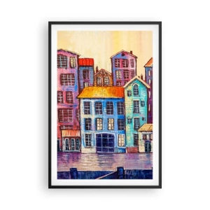 Poster in een zwarte lijst - Een stad als uit een sprookje - 61x91 cm