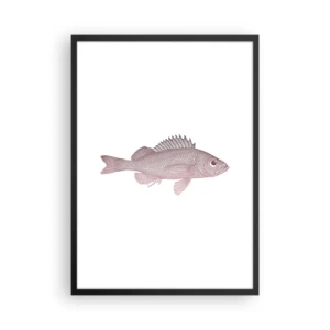 Poster in een zwarte lijst - Visafbeelding op een witte achtergrond in minimalistische stijl - 50x70cm - Grote ogen vis - Moderne wanddecoratie voor woonkamer en slaapkamer ARTTOR