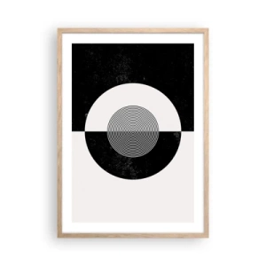 Een poster in een licht eiken lijst - Harmonie in zwart-wit - 50x70 cm