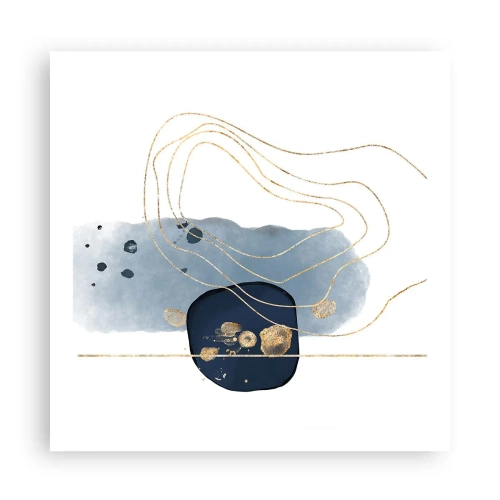 Poster - Blauw en goud fantasie - 60x60 cm