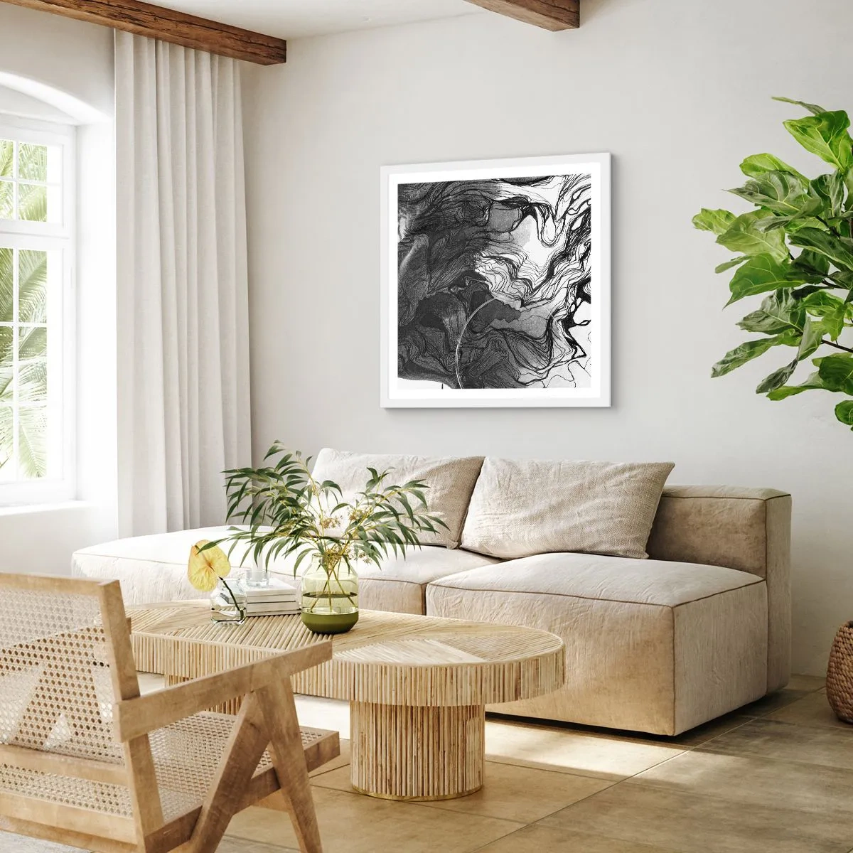 Poster in een witte lijst - Verstrikt in dromen - 40x40 cm