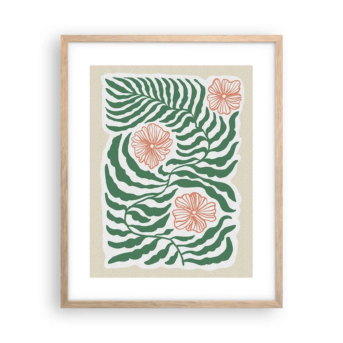 Een poster in een licht eiken lijst - Bloeiend in het groen - 40x50 cm