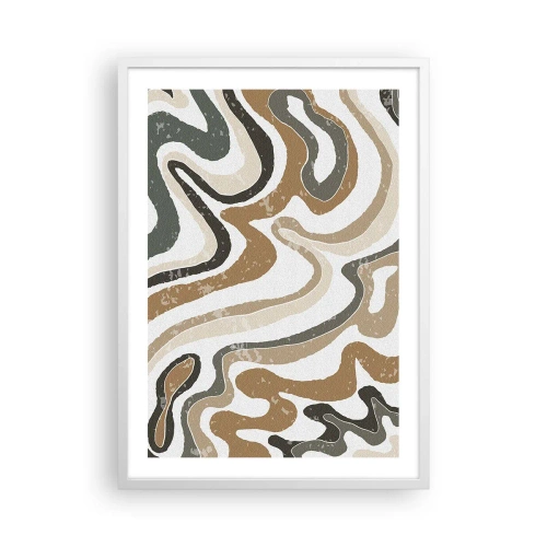 Poster in een witte lijst - Meanders van aardekleuren - 50x70 cm
