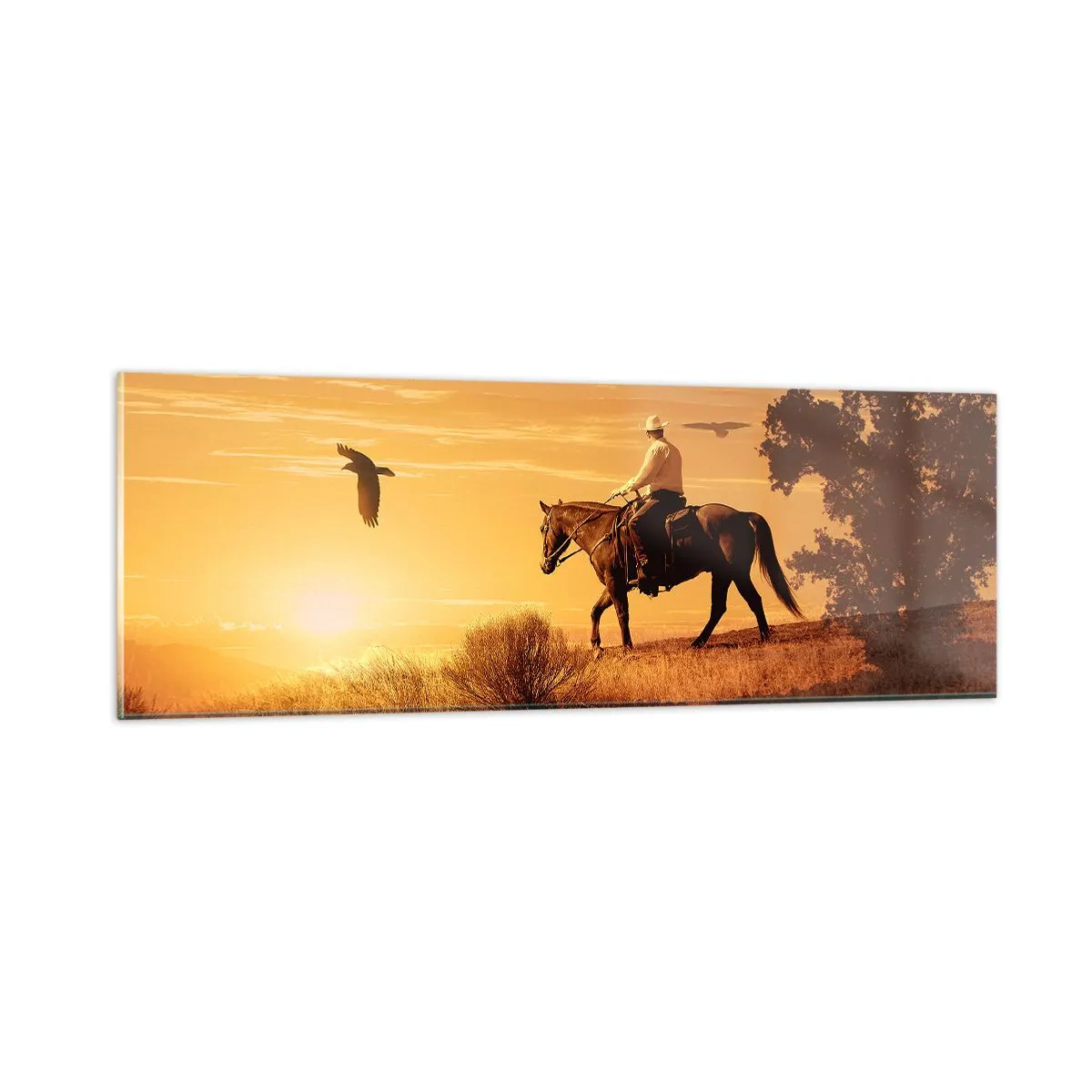 Schilderen op glas - Alleen over de prairie - 90x30 cm