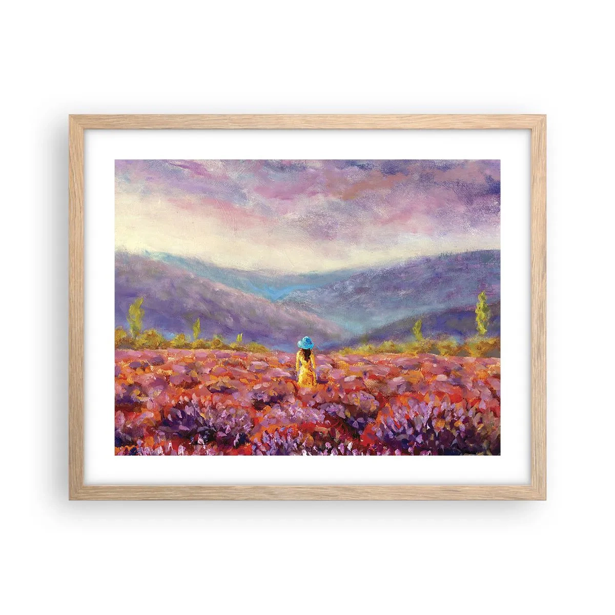 Een poster in een licht eiken lijst - In een lavendelwereld - 50x40 cm