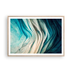 Een poster in een licht eiken lijst - Blauwe onverzadigbaarheid - 100x70 cm