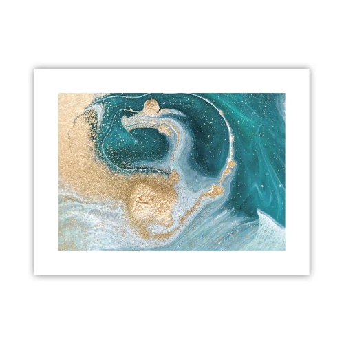 Poster - Een werveling van goud en turkoois - 40x30 cm