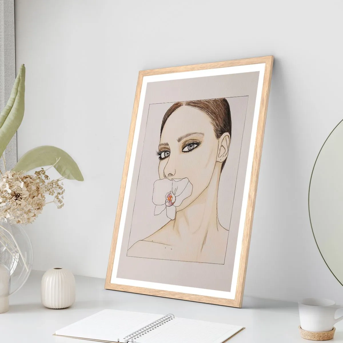 Een poster in een licht eiken lijst - Een symbool van elegantie en schoonheid - 50x70 cm
