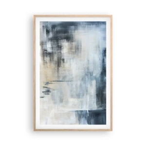 Een poster in een licht eiken lijst - Achter het blauwe gordijn - 61x91 cm