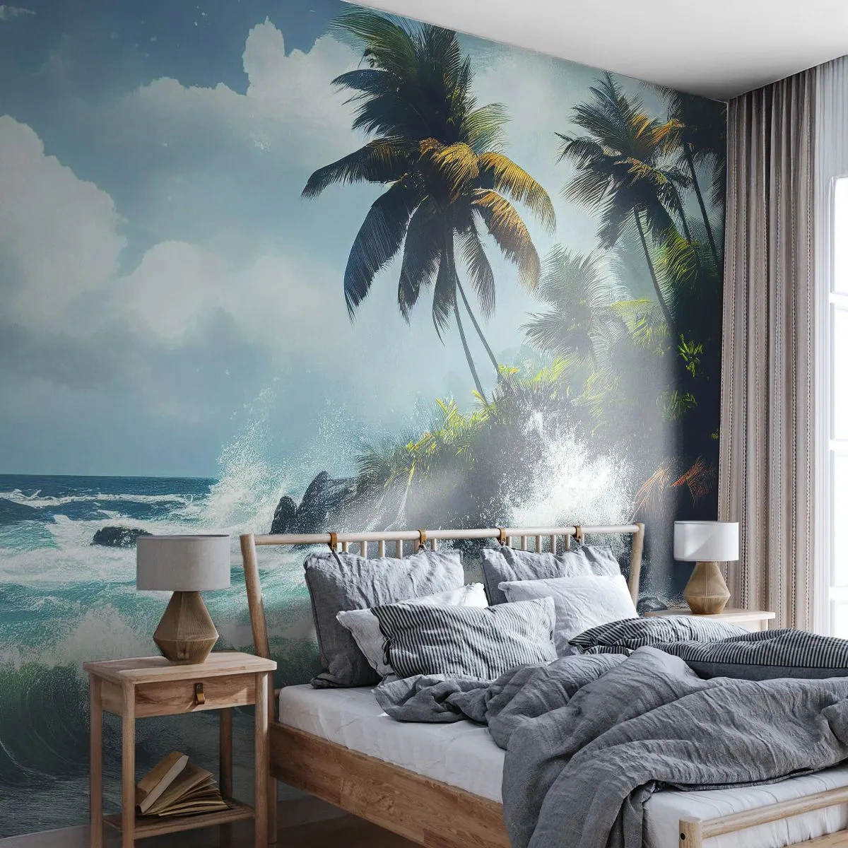 Fotobehang Standard Eco - Op een tropische kust - Strand, Tropisch, Palm - 150x105 cm