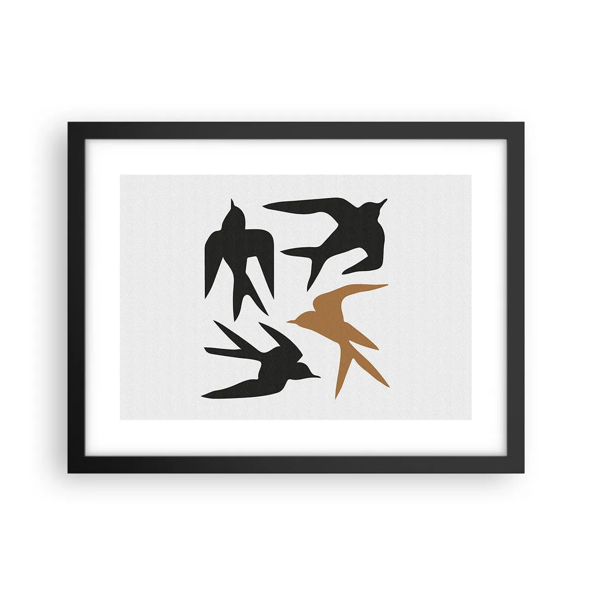 Poster in een zwarte lijst - Zwaluwen spel - 40x30 cm