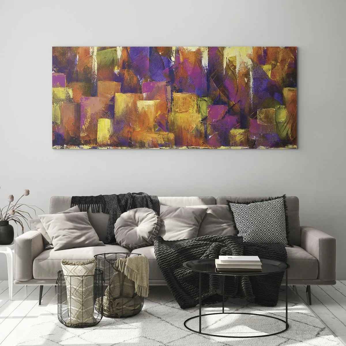 Schilderen op glas - Metropolitan compositie - 100x40 cm