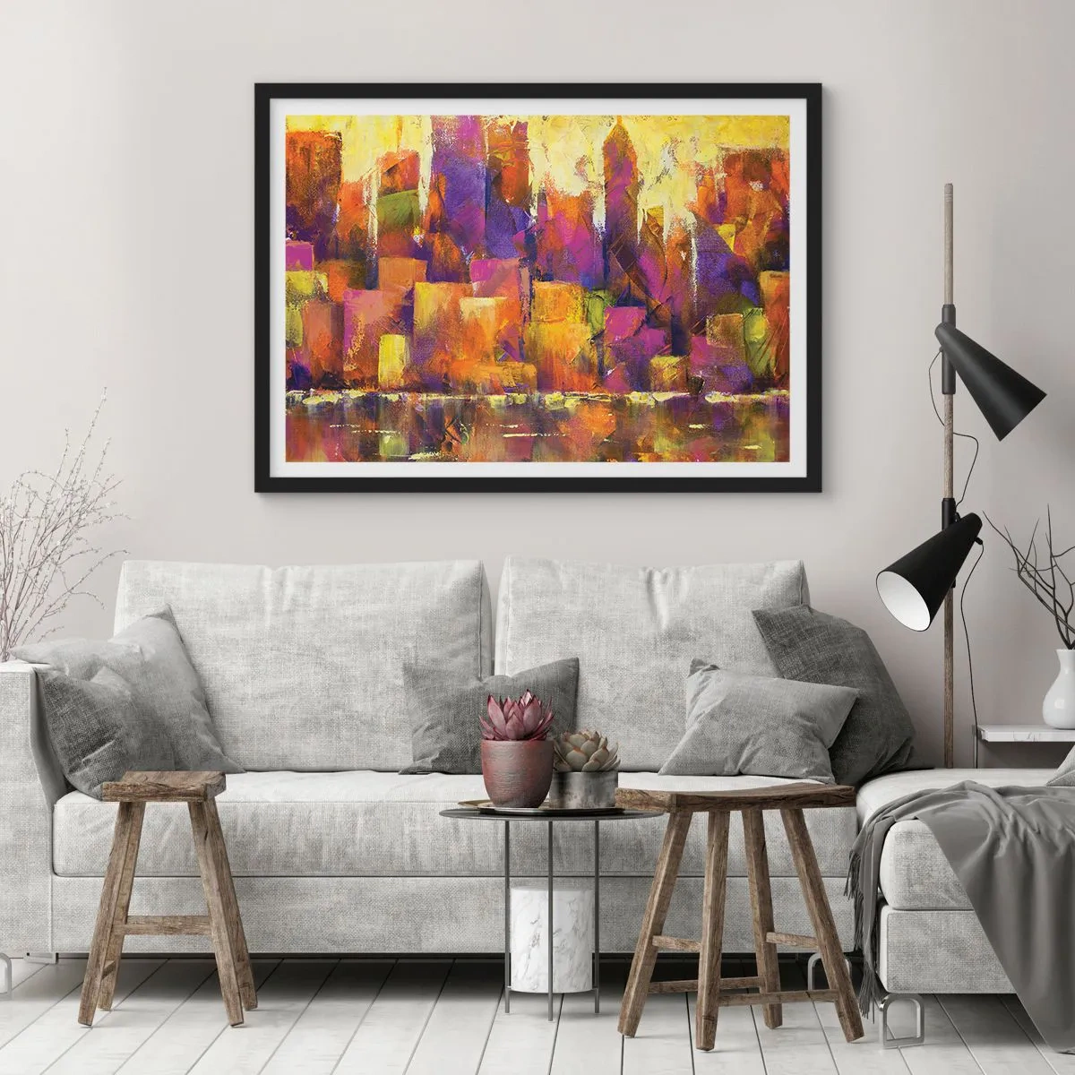 Poster in een zwarte lijst - Metropolitan compositie - 50x40 cm