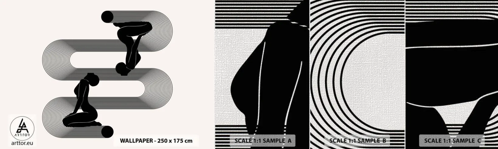 Fotobehang Monster Premium Canvas - Sensuele symmetrie - Vrouwen, Lijnen, Meditatie - 100x30 cm