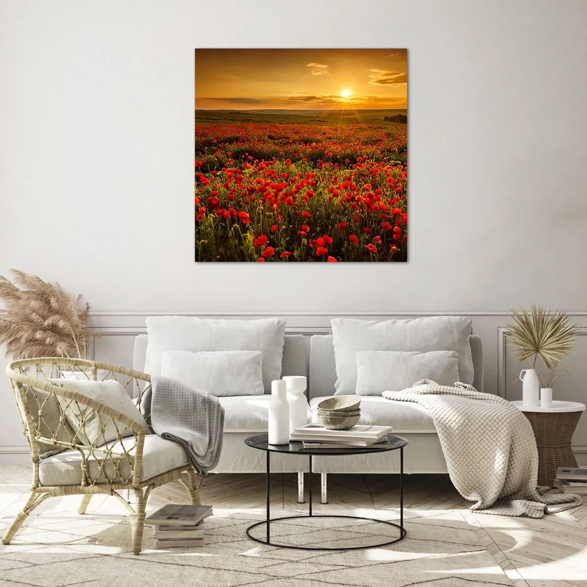 Schilderen op glas - Tussen de golven van ruisende weiden, tussen de bloemen van de vloed - 70x70 cm
