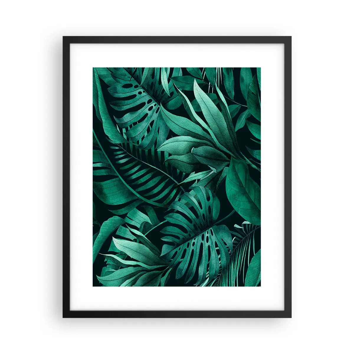 Poster in een zwarte lijst - De diepte van tropisch groen - 40x50 cm