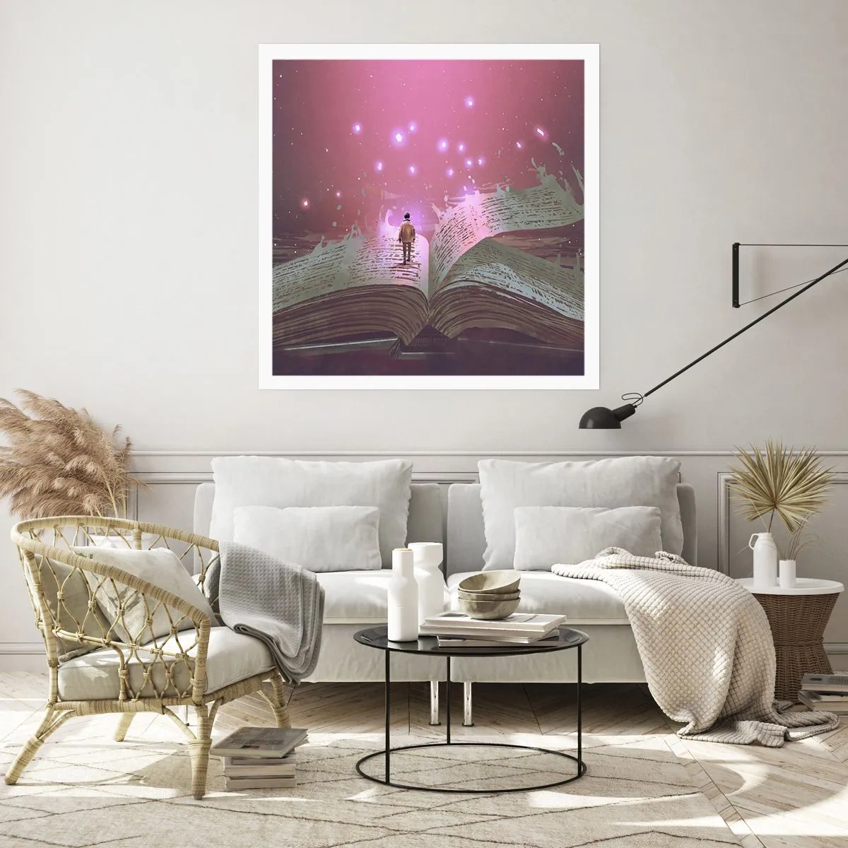 Poster - Uitnodiging voor een andere wereld - lees! - 40x40 cm