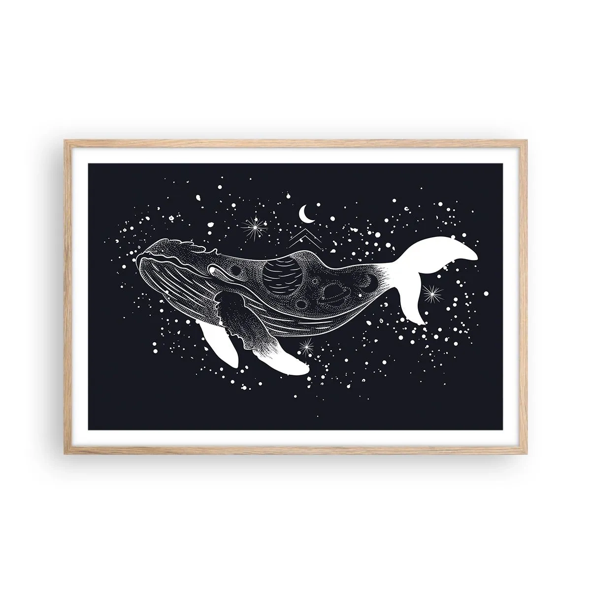Een poster in een licht eiken lijst - In de oceaan van het universum - 91x61 cm