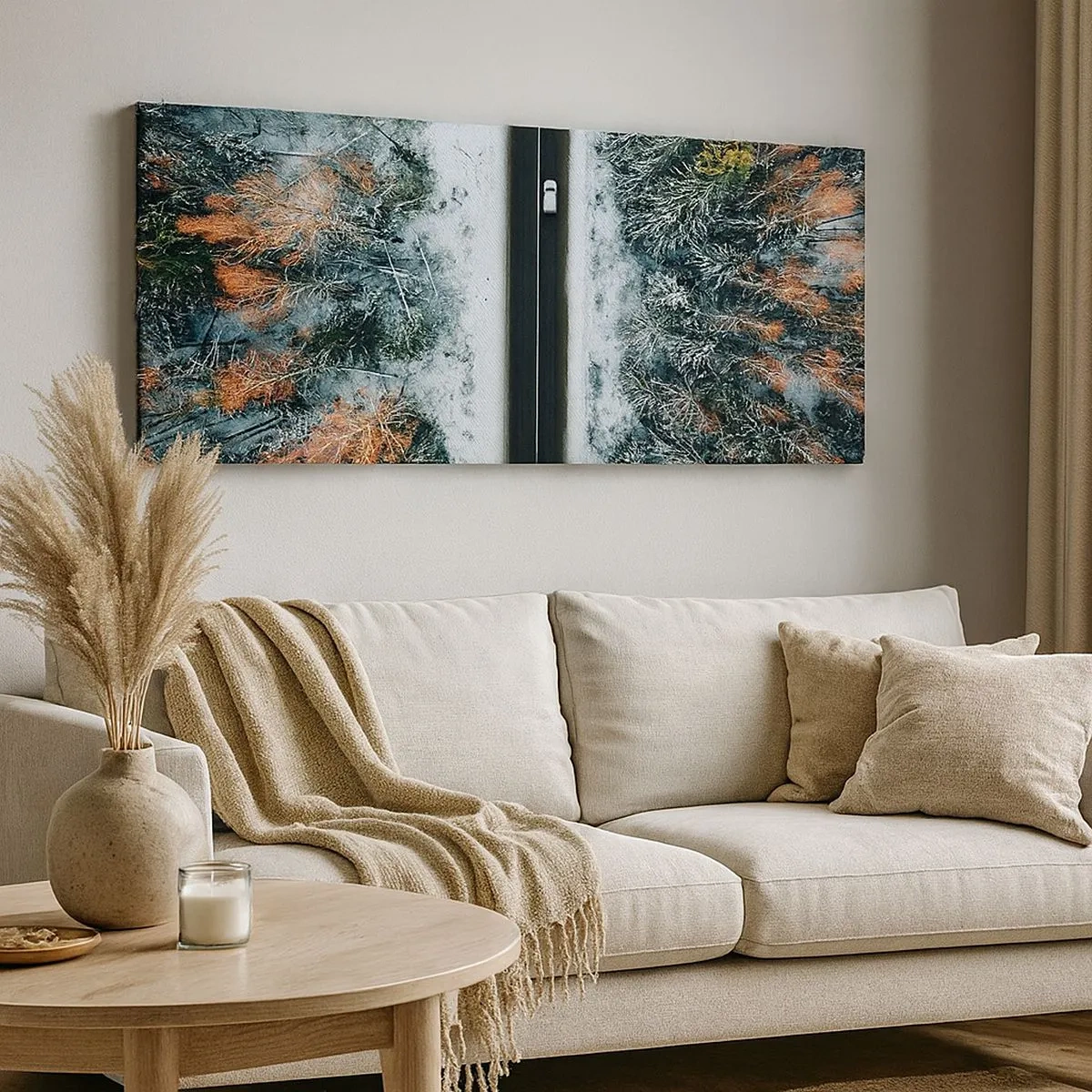 Schilderen op canvas - Snijd door het winterbos - 100x40 cm