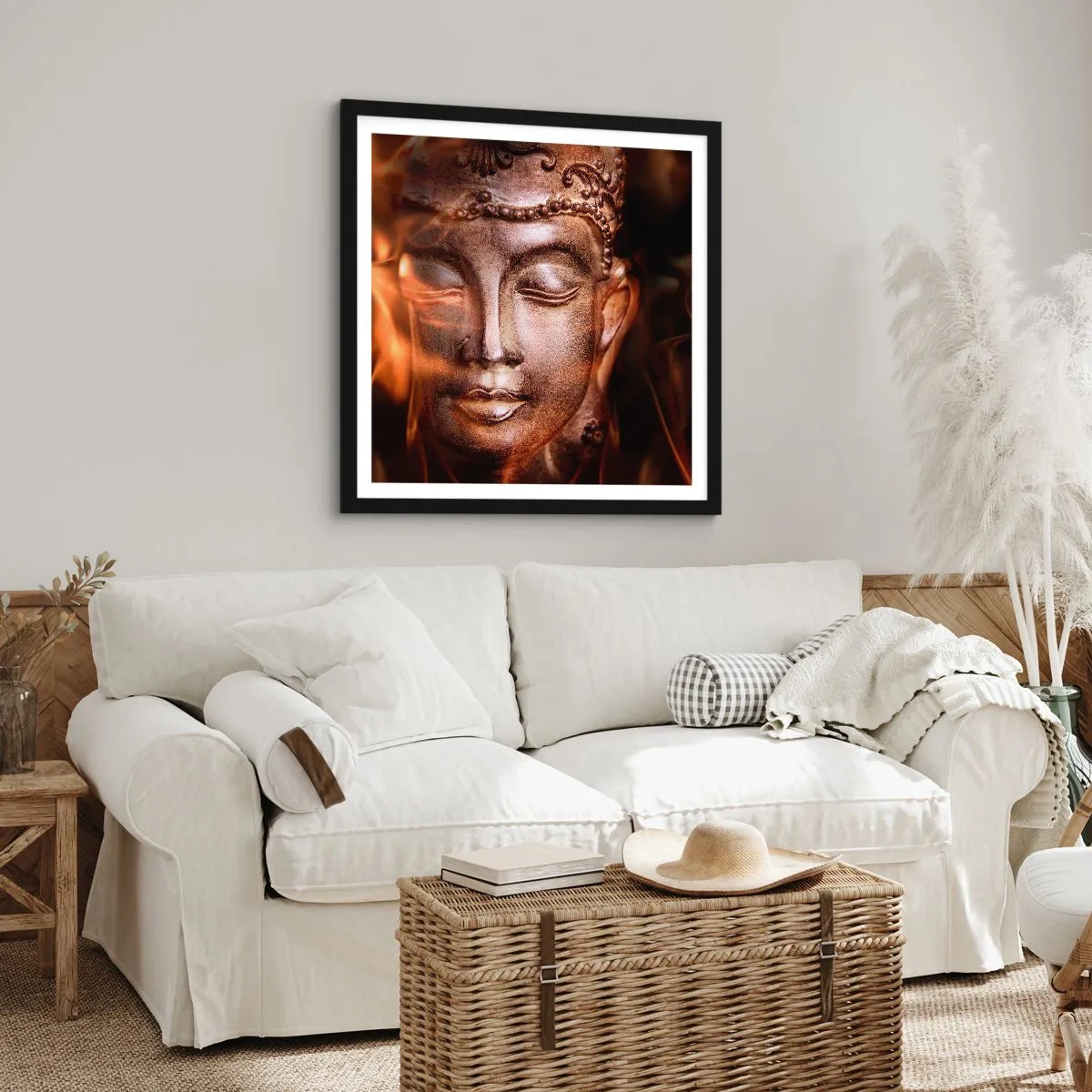 Poster in een zwarte lijst - Het bestaat alleen hier en nu - 40x40 cm