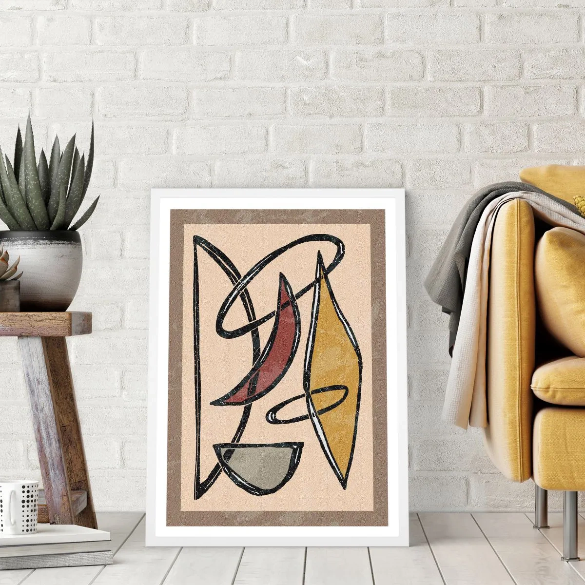 Poster in een witte lijst - Compositie – bogen en ovalen - 70x100 cm