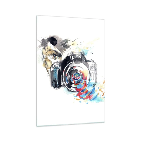 Schilderen op glas - In het oog van de lens - 70x100 cm