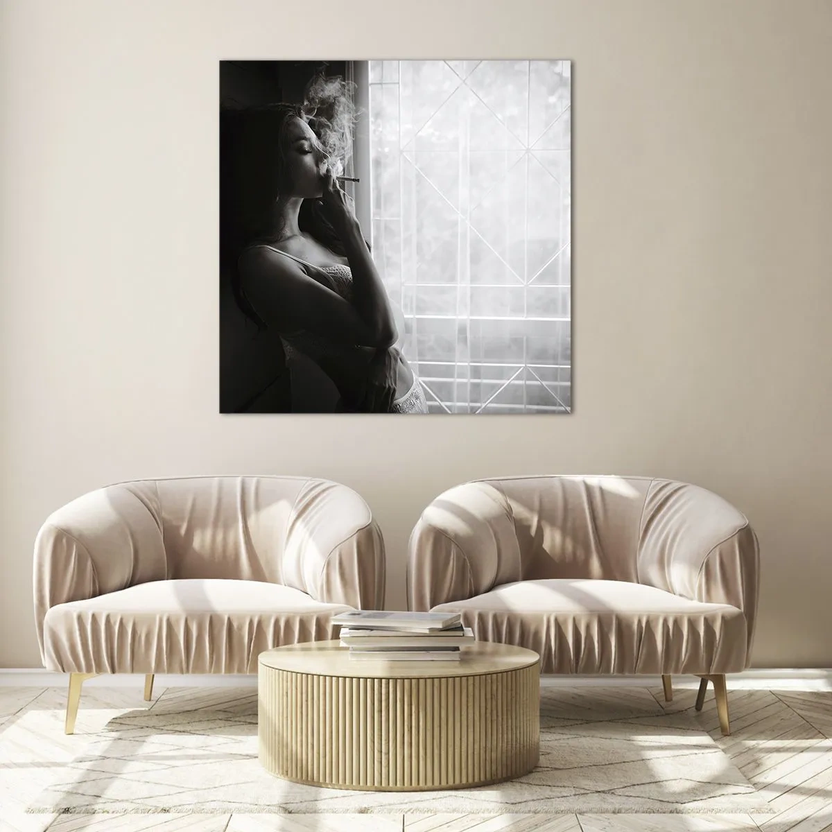 Schilderen op glas - Een sensueel moment - 70x70 cm