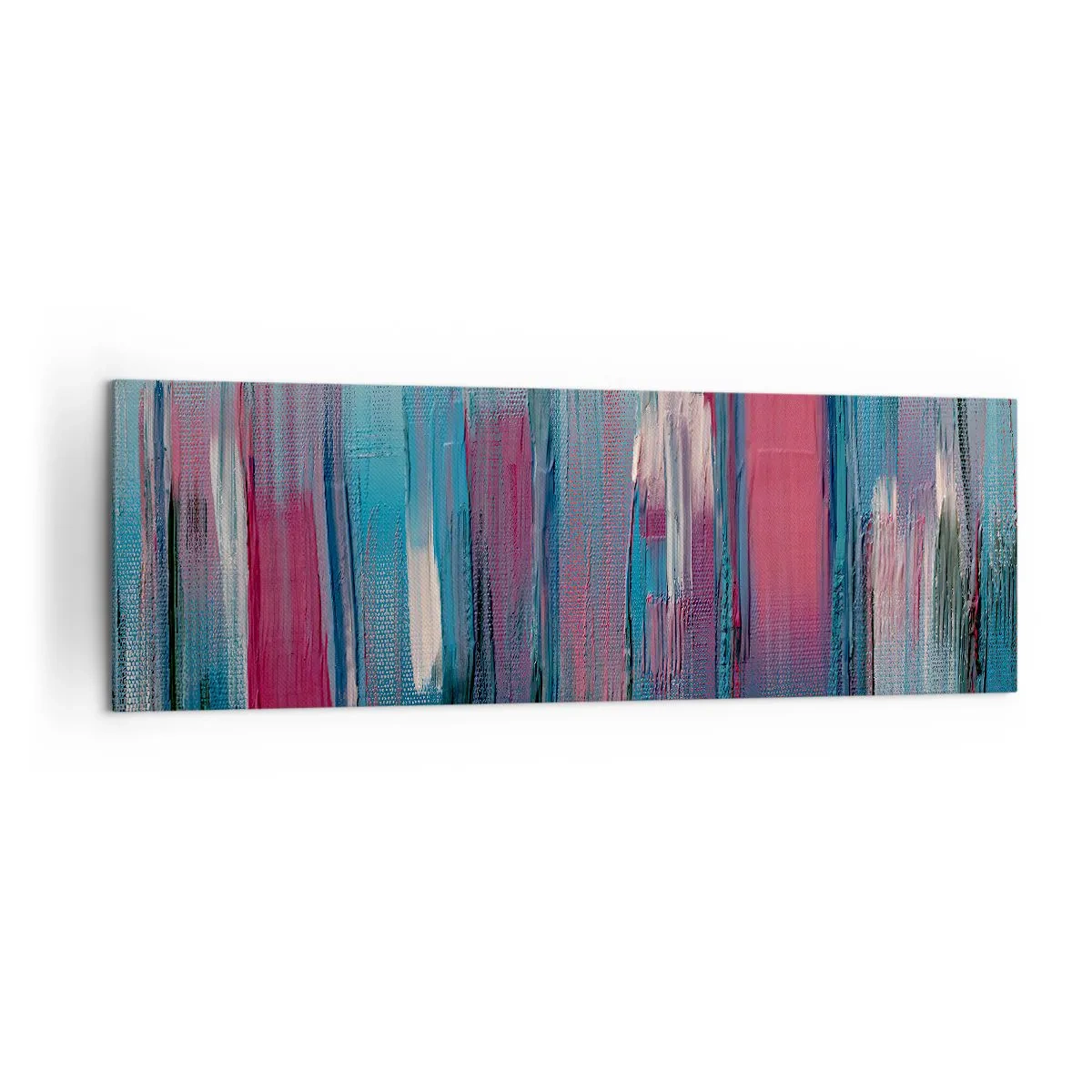 Schilderen op canvas - Verticale compositie in blauw en rood - 160x50 cm