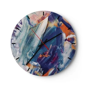 Wandklok - Klok - Expressieve verfstreken in verzadigde kleuren - 30x30cm - Kleur verwarring - Moderne wanddecoratie voor woonkamer, keuken en slaapkamer ARTTOR