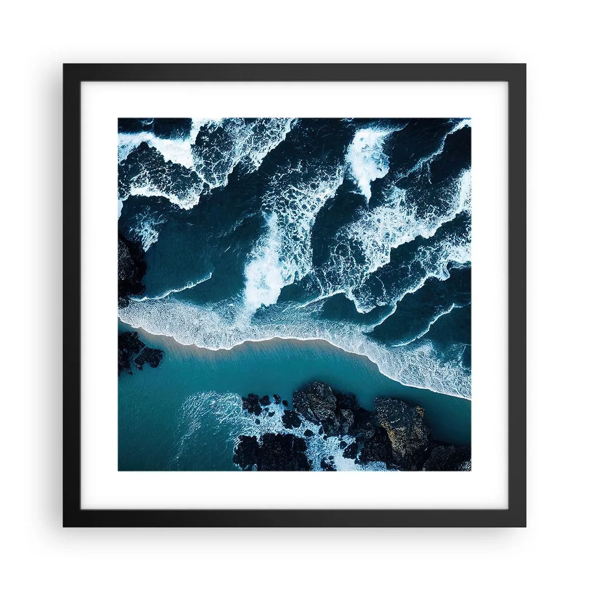 Poster in een zwarte lijst - In golven gewikkeld - 40x40 cm