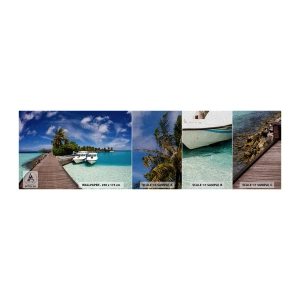 Fotobehang Monster Premium Sand - Toch bestaat het paradijs - Landschap, paradijs, Zee - 100x30 cm