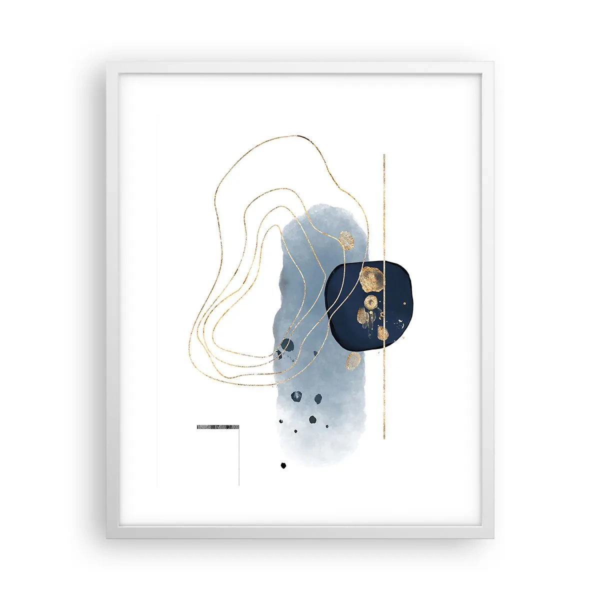 Poster in een witte lijst - Blauw en goud fantasie - 40x50 cm