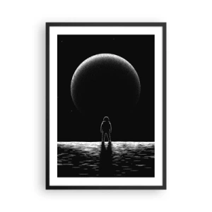 Poster in een zwarte lijst - Een astronaut tegen de achtergrond van een enorme planeet in de ruimte - 50x70cm - Oog in oog - Moderne wanddecoratie voor woonkamer en slaapkamer ARTTOR