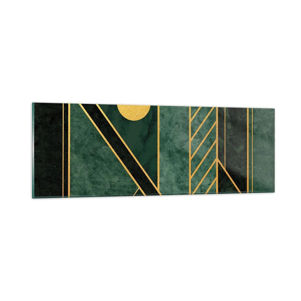 Schilderen op glas - Dynamiek van goud en azuur - 90x30 cm