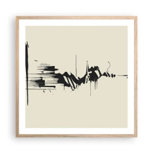 Een poster in een licht eiken lijst - Overhaaste abstractie - 60x60 cm