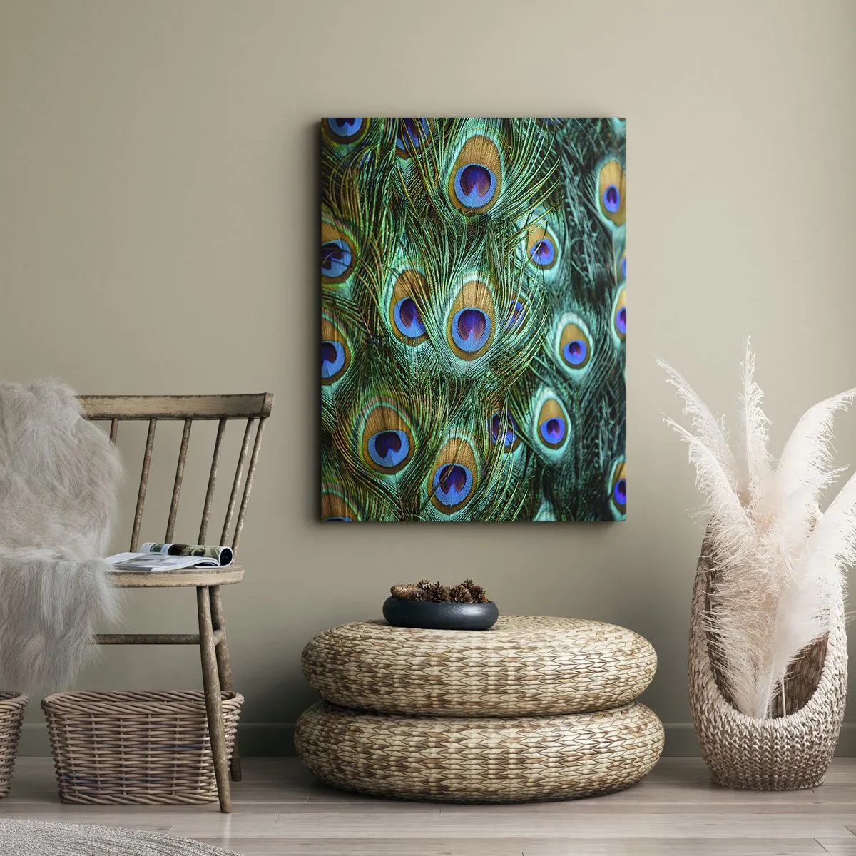 Schilderen op canvas - Een pauwenooglook - 55x100 cm