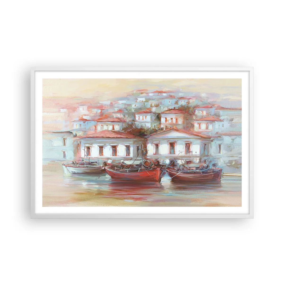 Poster in een witte lijst - Gelukkige stad - 91x61 cm