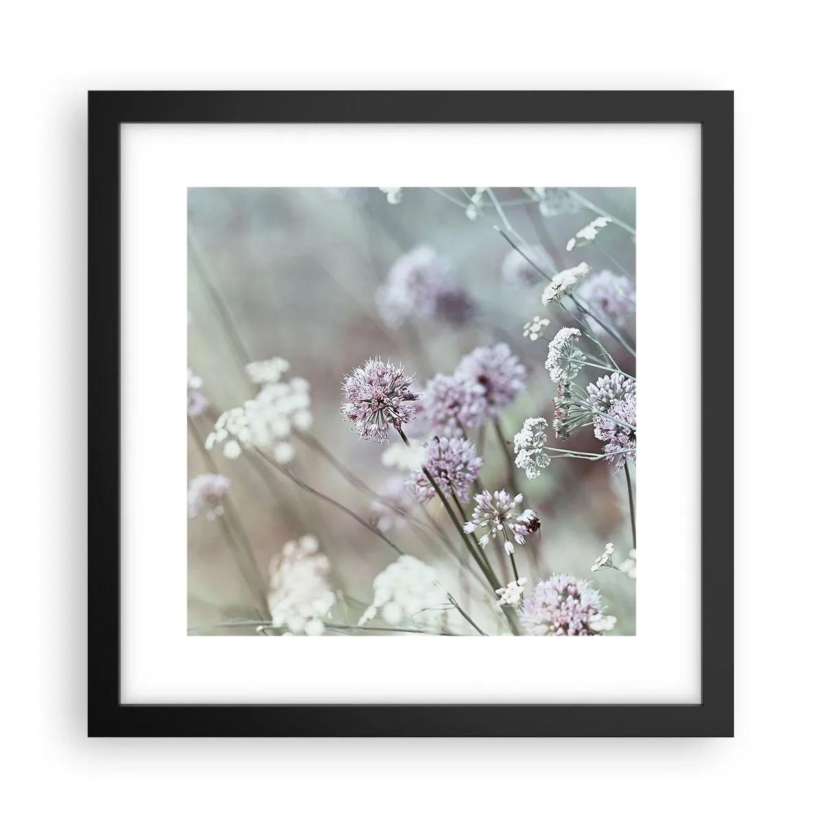 Poster in een zwarte lijst - Zoete filigrane kruiden - 30x30 cm