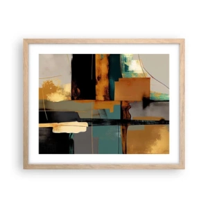 Een poster in een licht eiken lijst - Abstractie – licht en schaduw - 50x40 cm