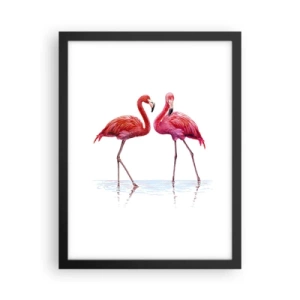 Poster in een zwarte lijst - Roze randez-vous - 30x40 cm