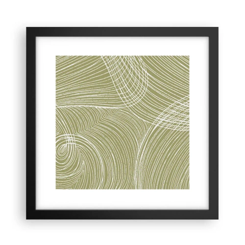 Poster in een zwarte lijst - Ingewikkelde abstractie in wit - 30x30 cm