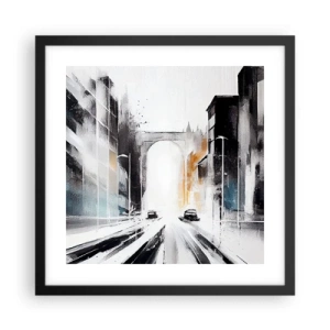 Poster in een zwarte lijst - Stadsstudie: architectuur en beweging - 40x40 cm