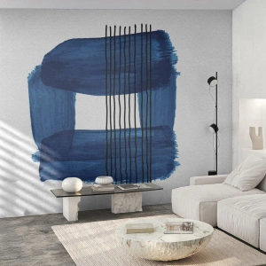 Zelfklevend Fotobehang Deluxe Sticker - Blauwe en zwarte compositie - Abstractie, Deel, Moderne kunst - 100x70 cm